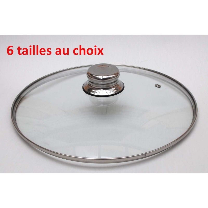 Couvercle verre bouton inox 28 cm - RETIF