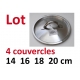 Lot 4 couvercles De Buyer 14 16 18 20 cm