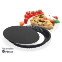 Moule à tarte 30 cm acier émaillé sans Téflon fond amovible