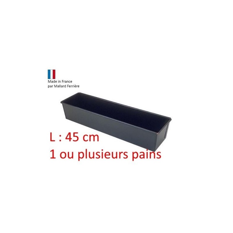 Moule rectangulaire tôle bleuie, sans téflon pain complet