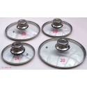 Lot 4 couvercles verre bouton inox